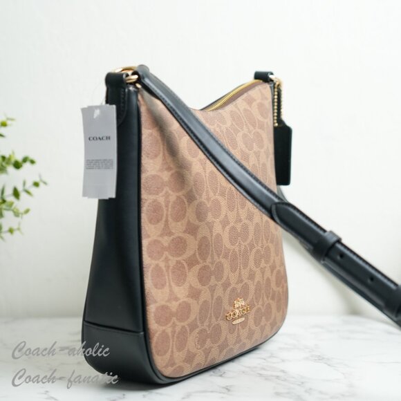 Coach CZ177 Ellie File Bag In Signature Canvas Tan/Black - Picture 4 of 13